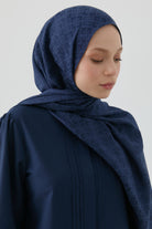 Geometrik Desen Pamuk Şal - Lacivert TUGBA