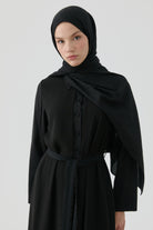 Geometrik Desen Pamuk Şal - Siyah TUGBA