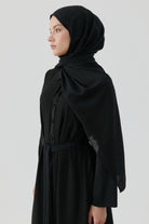 Geometrik Desen Pamuk Şal - Siyah TUGBA