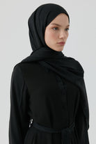 Geometrik Desen Pamuk Şal - Siyah TUGBA