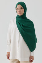 Geometrik Desen Pamuk Şal - Zümrüt TUGBA