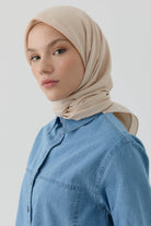 Geometrik Desen Stil Eşarp - Bej TUGBA