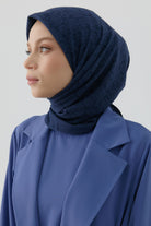 Geometrik Desen Stil Eşarp - Lacivert TUGBA