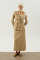 Beş Cepli Etek - Bej TUGBA