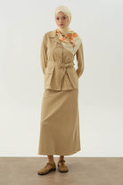 Beş Cepli Etek - Bej TUGBA