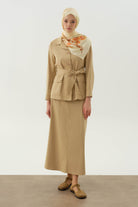 Beş Cepli Etek - Bej TUGBA