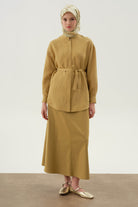 Beş Cepli Etek - Olive TUGBA