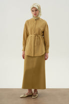 Beş Cepli Etek - Olive TUGBA