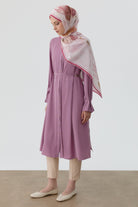 Bileği Pile Düğme Detaylı Tunik - Lila TUGBA