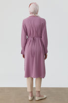 Bileği Pile Düğme Detaylı Tunik - Lila TUGBA