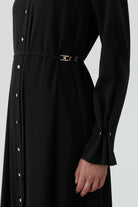 Bileği Pile Düğme Detaylı Tunik - Siyah TUGBA