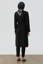 Bileği Pile Düğme Detaylı Tunik - Siyah TUGBA