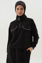 Biyeli Örme Takım - Siyah TUGBA