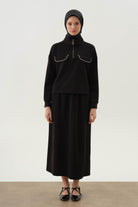 Biyeli Örme Takım - Siyah TUGBA