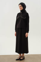 Biyeli Örme Takım - Siyah TUGBA