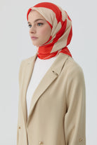 Blok Çizgi Desenli Eşarp - Oranj TUGBA