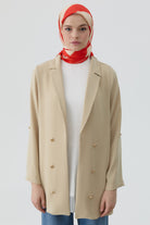 Blok Çizgi Desenli Eşarp - Oranj TUGBA