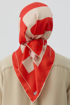 Blok Çizgi Desenli Eşarp - Oranj TUGBA