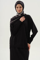 Bluz Etek Triko Takım - Siyah TUGBA