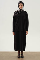 Bluz Etek Triko Takım - Siyah TUGBA