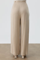 Bol Paça Beli Kemerli Pantolon - Bej TUGBA