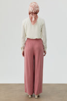 Bol Paça Beli Kemerli Pantolon - Gül Kurusu TUGBA