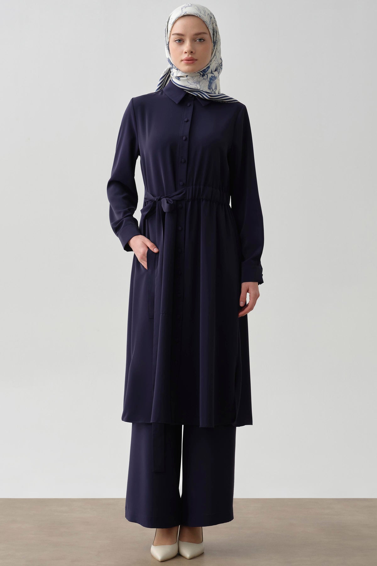 Pantalones de pernera ancha con bolsillos - Azul marino