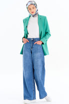 Bol Paça Denim Pantolon - İndigo TUGBA