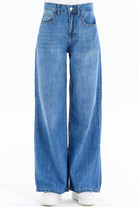 Bol Paça Denim Pantolon - İndigo TUGBA