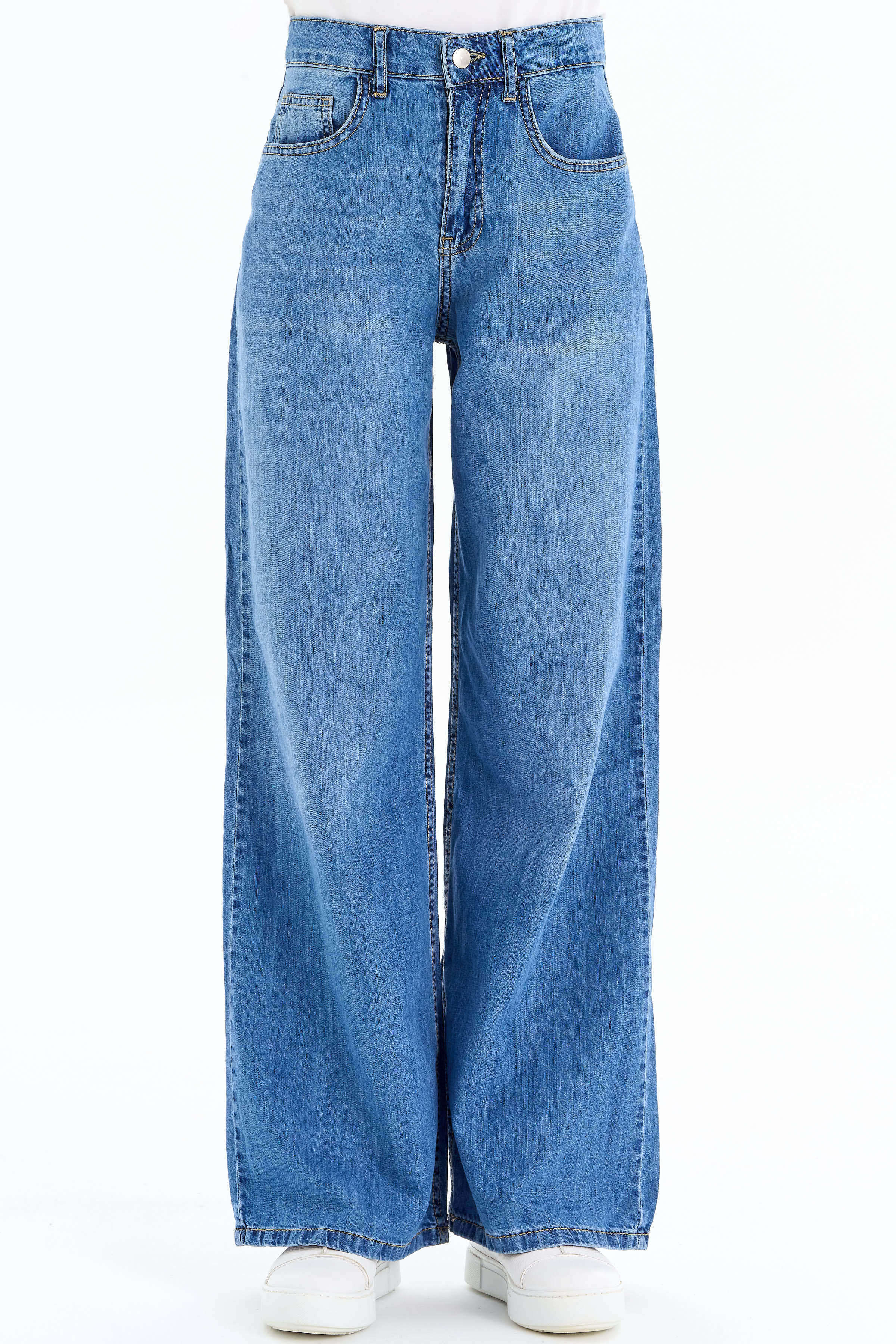 Bol Paça Denim Pantolon - İndigo TUGBA