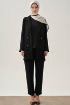 Bol Paça Pensli Pantolon - Siyah TUGBA