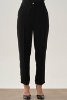 Bol Paça Pensli Pantolon - Siyah TUGBA