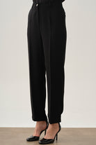 Bol Paça Pensli Pantolon - Siyah TUGBA