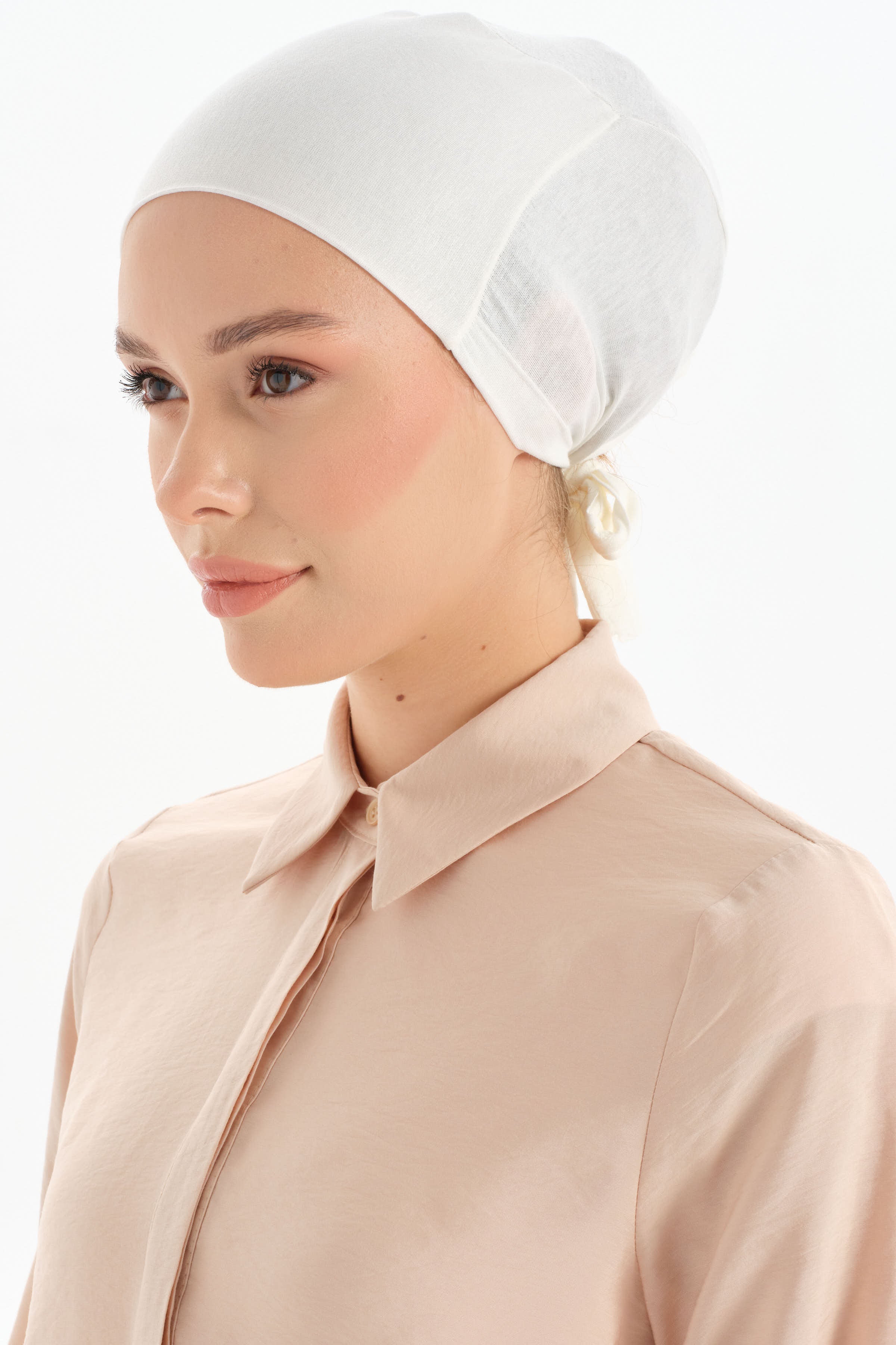 Düz Pamuk Bone - Ekru TUGBA