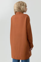 Brit Düğmeli Yırtmaçlı Tunik - Tarçın TUGBA