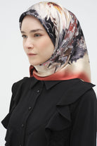 Buket Desenli Sura İpek Eşarp - Bordo TUGBA