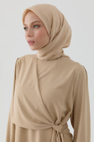 Buket Jakar Naturel Eşarp - Bej TUGBA