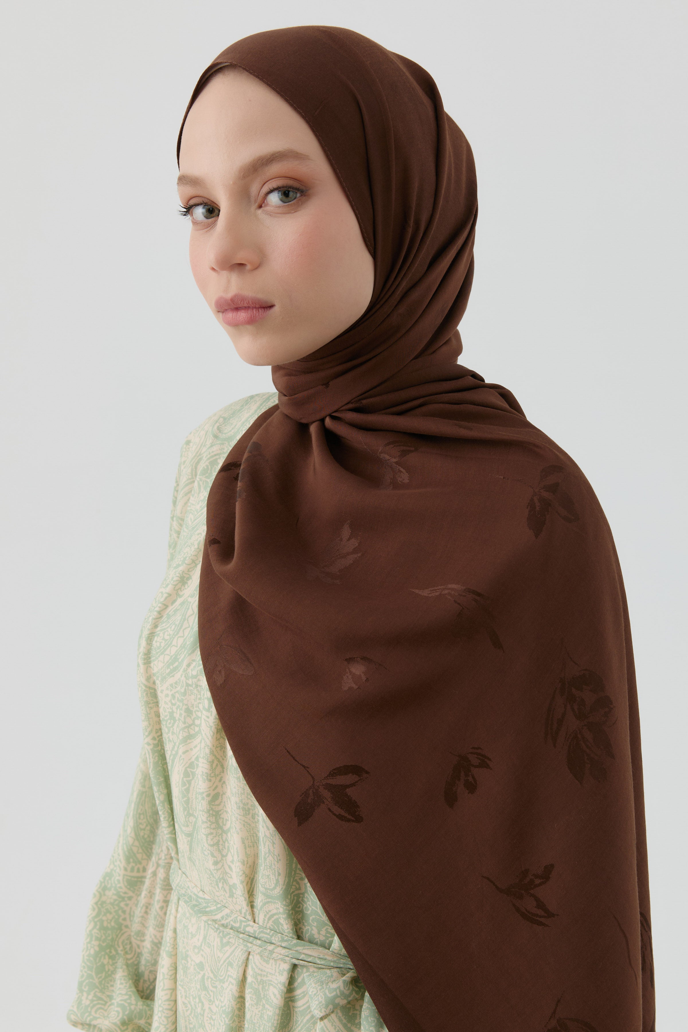 Buket Jakar Naturel Şal - Acı Kahve TUGBA