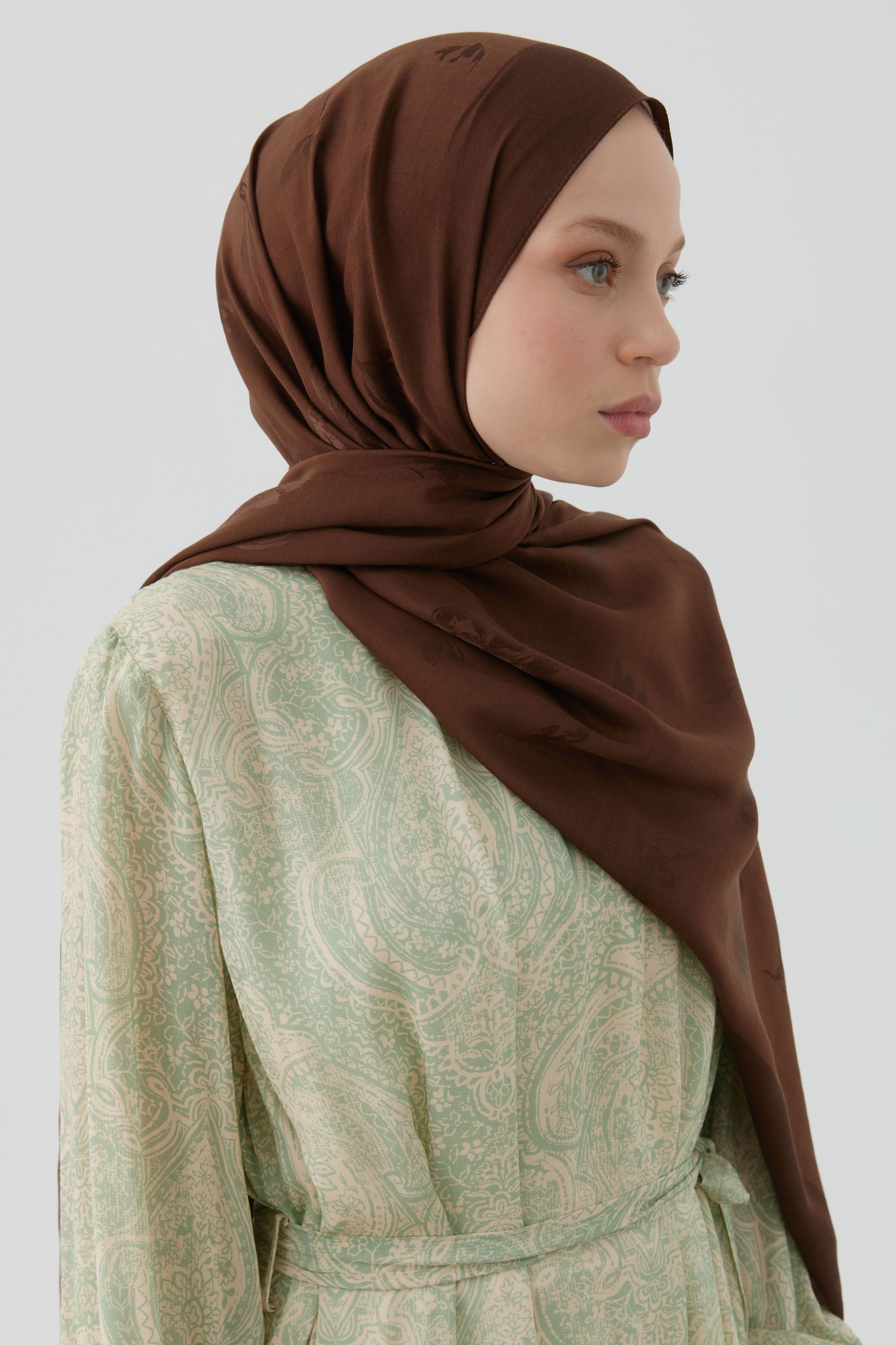 Buket Jakar Naturel Şal - Acı Kahve TUGBA