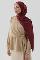 Buket Jakar Naturel Şal - Bordo TUGBA