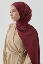 Buket Jakar Naturel Şal - Bordo TUGBA