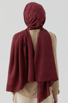 Buket Jakar Naturel Şal - Bordo TUGBA