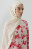 Buket Jakar Naturel Şal - Ekru TUGBA