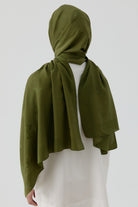 Buket Jakar Naturel Şal - Haki TUGBA