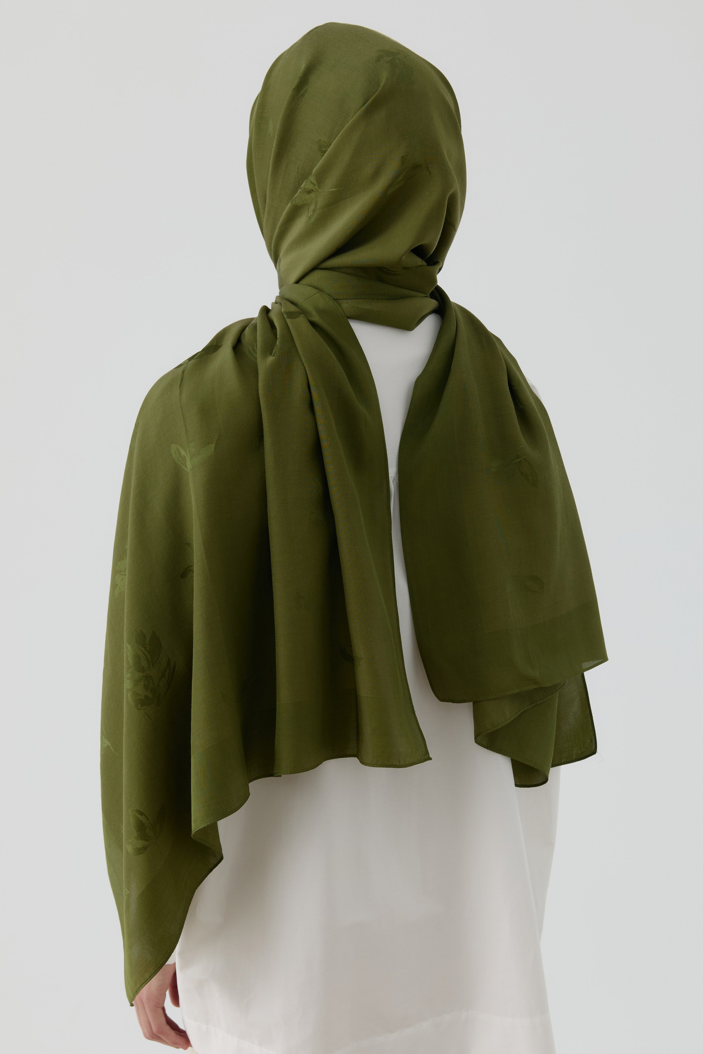 Buket Jakar Naturel Şal - Haki TUGBA