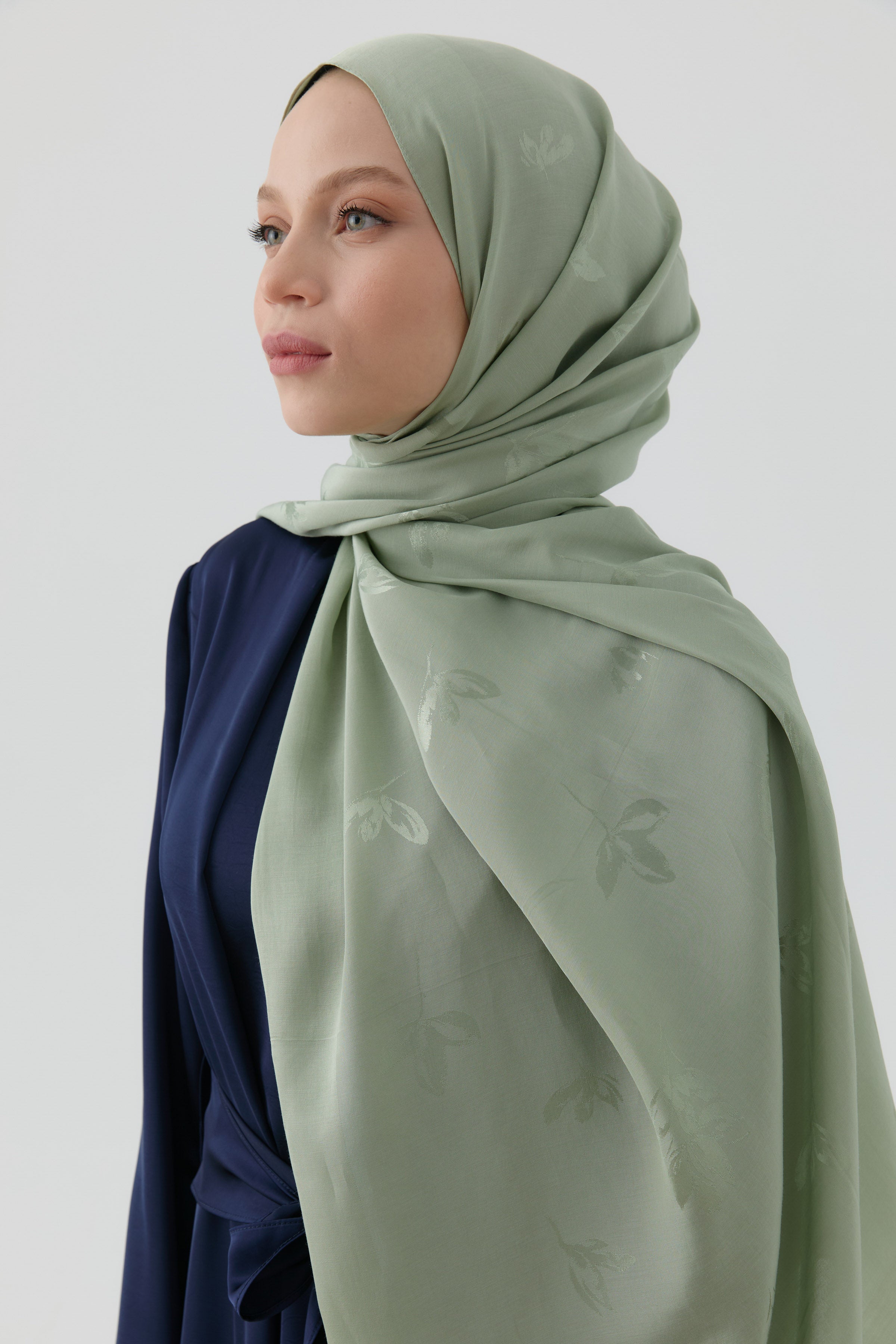 Buket Jakar Naturel Şal - Mint TUGBA