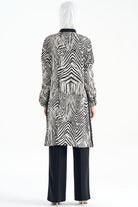 Büyük Beden Garnili Desenli Tunik - Siyah TUGBA