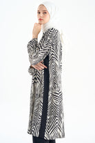 Büyük Beden Garnili Desenli Tunik - Siyah TUGBA