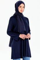 Büyük Beden Örme Tunik - Lacivert TUGBA