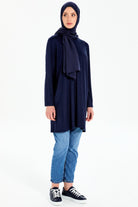 Büyük Beden Örme Tunik - Lacivert TUGBA